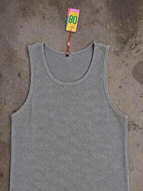 SuperFresh Men’s Waffle Knit Tank Top – Heather Gray – Size Large
